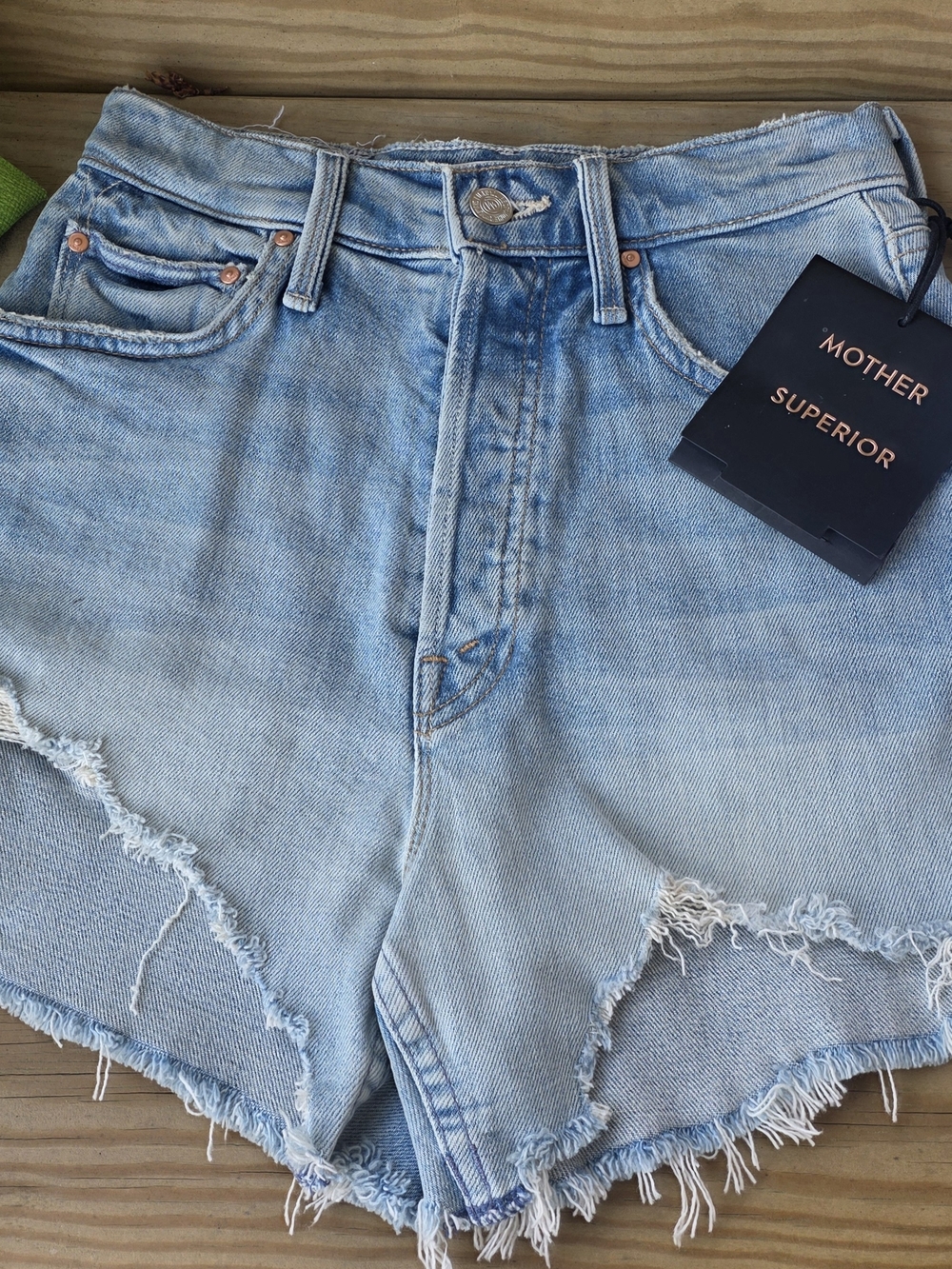 NWT Mother Superior Lillie Alexander Size 23 Denim Shorts Msrp $228